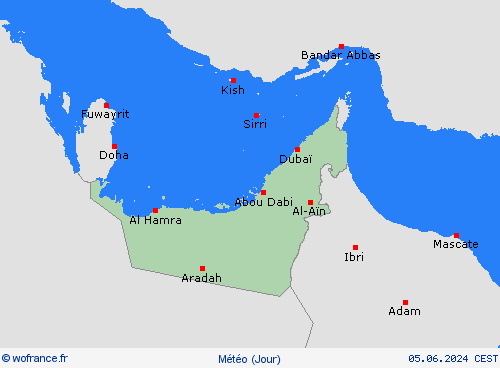 aperçu Émirats arabes unis Asie Cartes de prévision