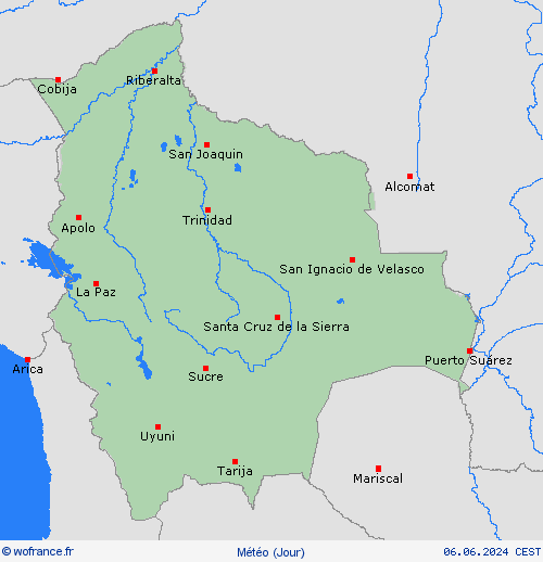 aperçu Bolivie Amérique du Sud Cartes de prévision