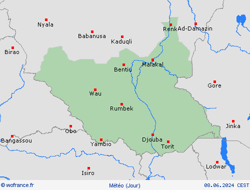 aperçu Soudan du Sud Afrique Cartes de prévision