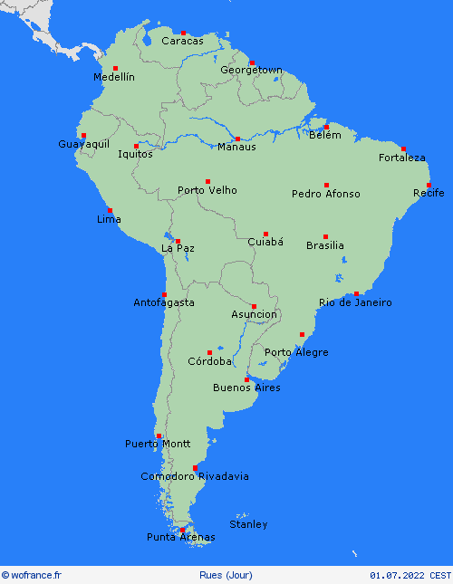 mété des routes  Amérique du Sud Cartes de prévision