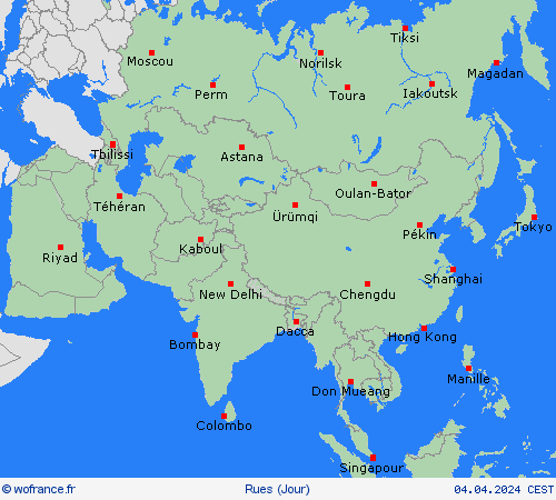 mété des routes  Asie Cartes de prévision