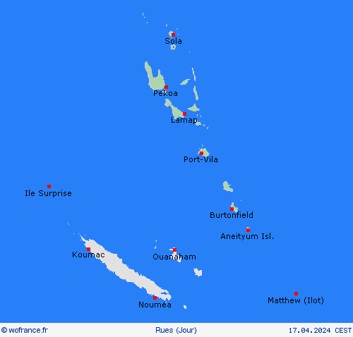 mété des routes Vanuatu Océanie Cartes de prévision