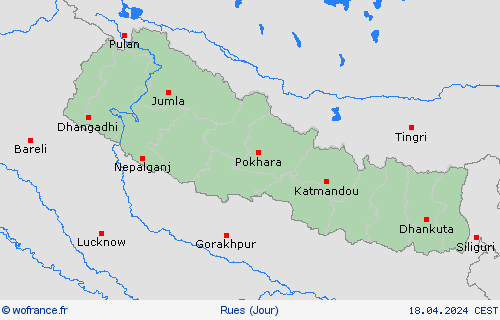 mété des routes Népal Asie Cartes de prévision