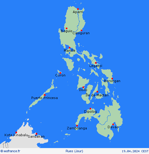 mété des routes Philippines Asie Cartes de prévision