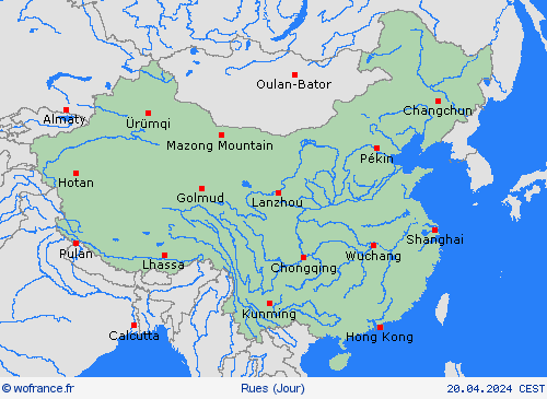 mété des routes Chine Asie Cartes de prévision