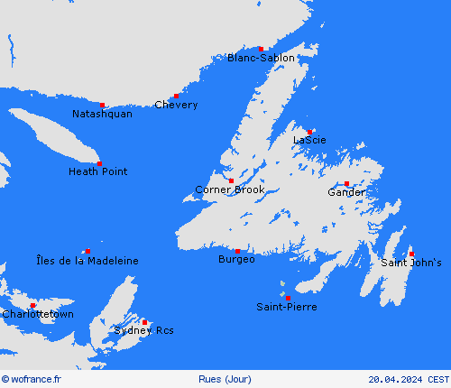 mété des routes Saint-Pierre-et-Miquelon Amérique du Nord Cartes de prévision