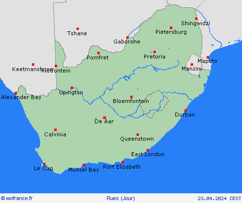 mété des routes Afrique du Sud Afrique Cartes de prévision
