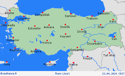mété des routes Turquie Europe Cartes de prévision