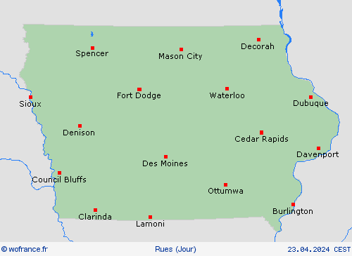 mété des routes Iowa Amérique du Nord Cartes de prévision