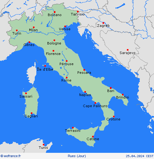 mété des routes Italie Europe Cartes de prévision
