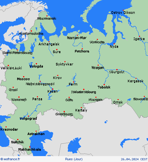 mété des routes Russie Europe Cartes de prévision