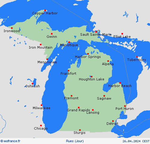 mété des routes Michigan Amérique du Nord Cartes de prévision