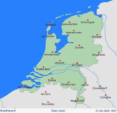 mété des routes Pays-Bas Europe Cartes de prévision