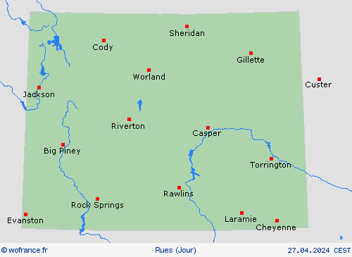 mété des routes Wyoming Amérique du Nord Cartes de prévision