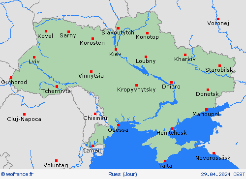 mété des routes Ukraine Europe Cartes de prévision