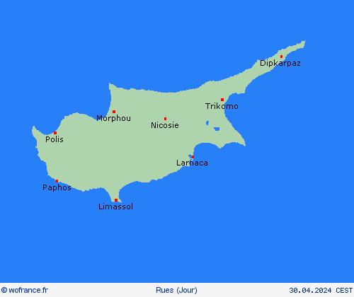 mété des routes Chypre Europe Cartes de prévision