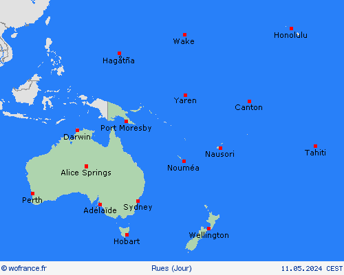 mété des routes  Océanie Cartes de prévision