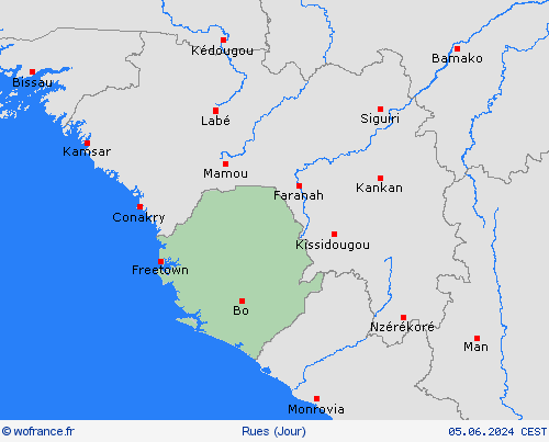 mété des routes Sierra Leone Afrique Cartes de prévision