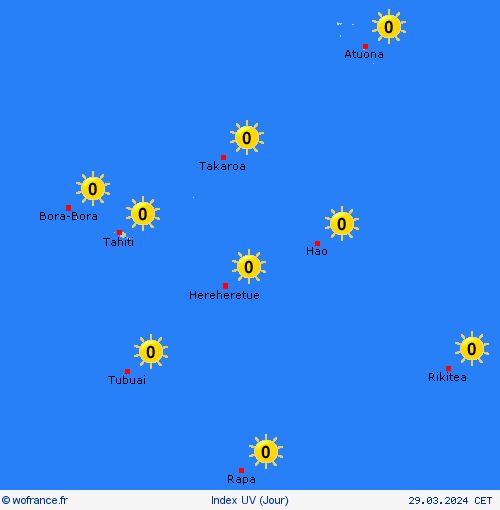 index uv Polynésie française Océanie Cartes de prévision