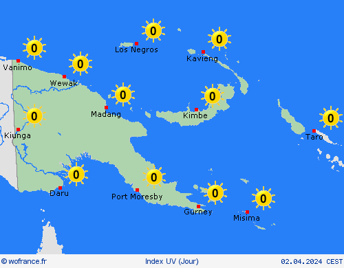 index uv Papouasie-Nouvelle-Guinée Océanie Cartes de prévision