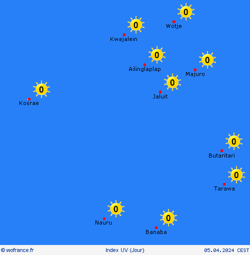 index uv Îles Marshall Océanie Cartes de prévision