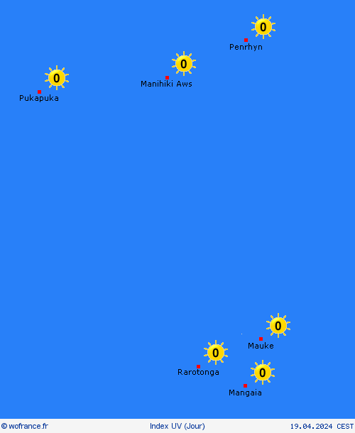 index uv Îles Cook Océanie Cartes de prévision