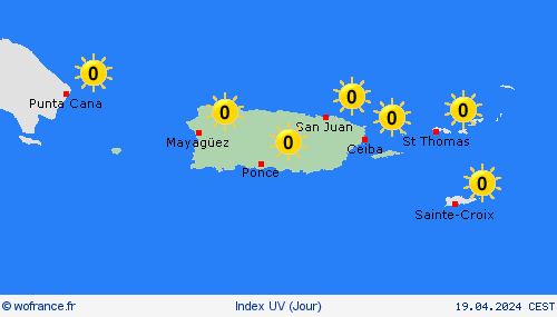 index uv Porto Rico Amérique centrale Cartes de prévision