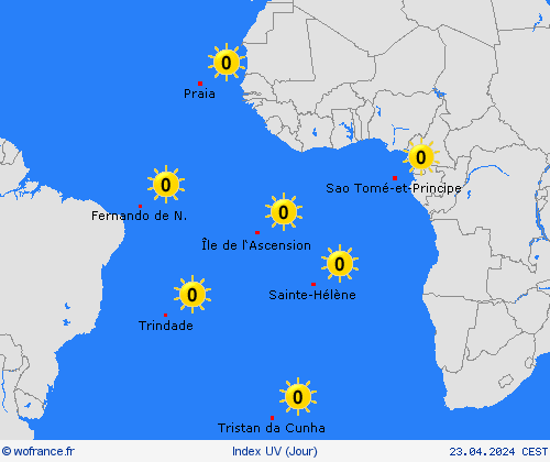 index uv  Afrique Cartes de prévision