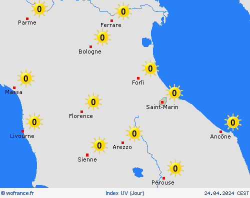index uv Saint-Marin Europe Cartes de prévision