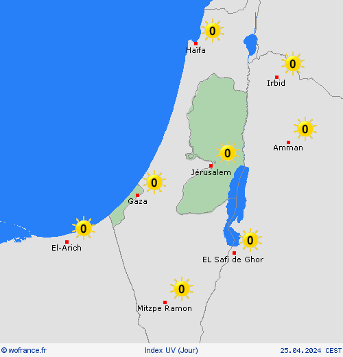 index uv Territoires palestiniens occupés Asie Cartes de prévision