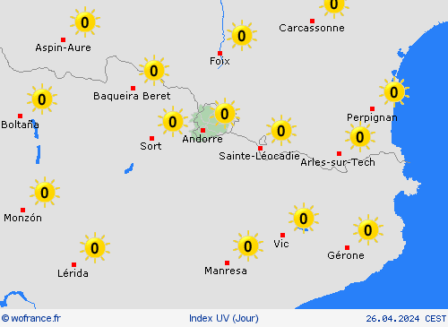 index uv Andorre Europe Cartes de prévision