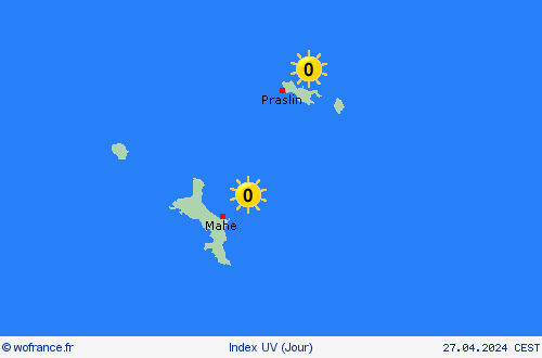 index uv Seychelles Afrique Cartes de prévision