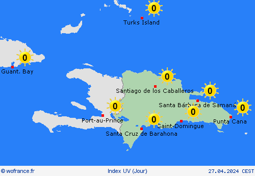 index uv République dominicaine Amérique centrale Cartes de prévision