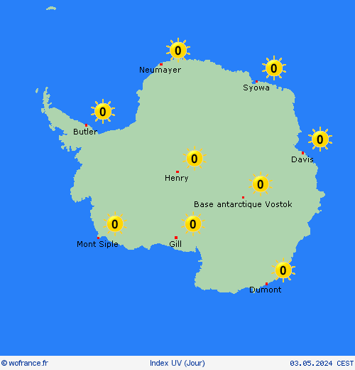 index uv Antarctique Antarctique Cartes de prévision