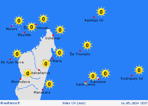 index uv La Réunion Afrique Cartes de prévision