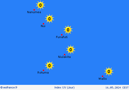 index uv Tuvalu Océanie Cartes de prévision