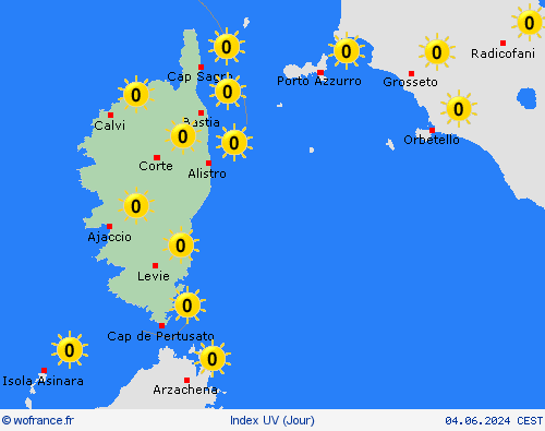 index uv  France Cartes de prévision