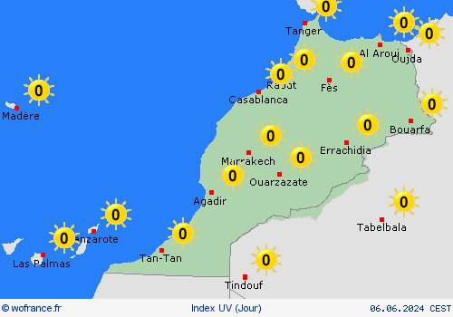 index uv Maroc Afrique Cartes de prévision