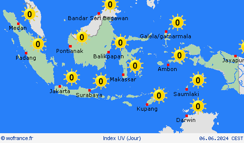 index uv Indonésie Asie Cartes de prévision