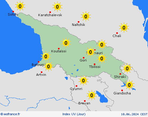index uv Géorgie Asie Cartes de prévision