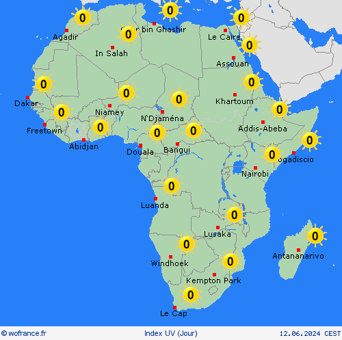 index uv  Afrique Cartes de prévision