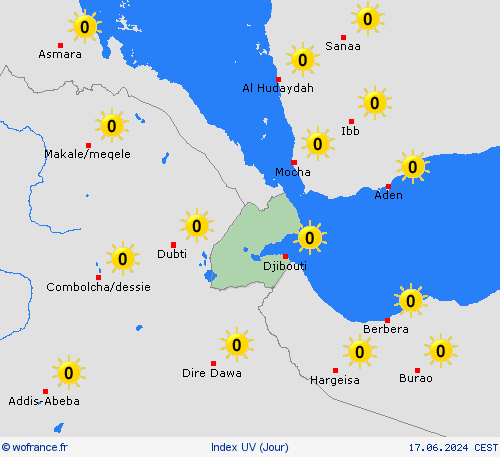 index uv Djibouti Afrique Cartes de prévision