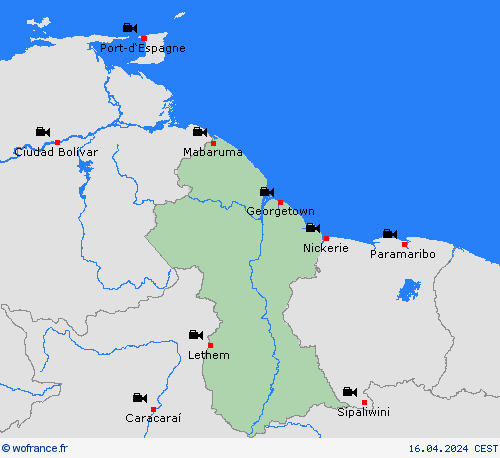 webcam Guyana Amérique du Sud Cartes de prévision