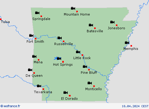 webcam Arkansas Amérique du Nord Cartes de prévision