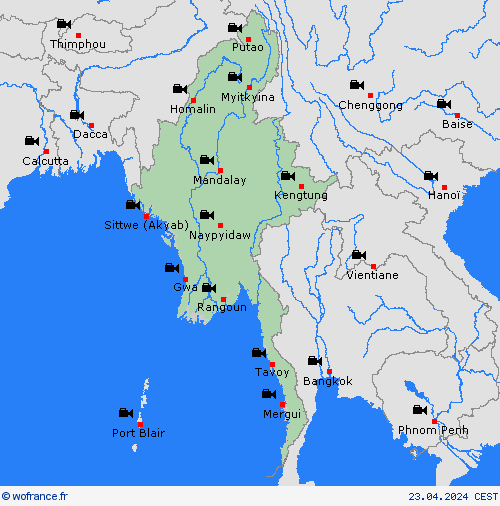 webcam Birmanie Asie Cartes de prévision