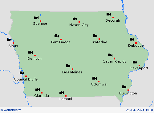 webcam Iowa Amérique du Nord Cartes de prévision