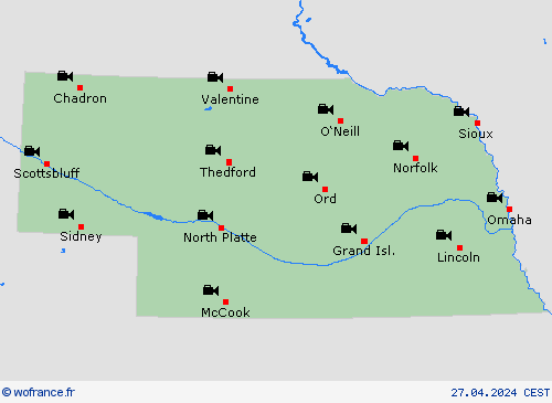 webcam Nebraska Amérique du Nord Cartes de prévision
