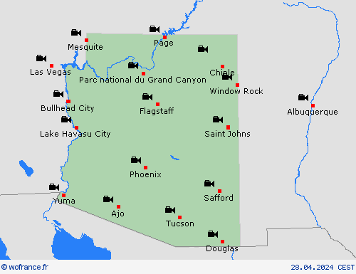webcam Arizona Amérique du Nord Cartes de prévision