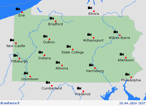webcam Pennsylvanie Amérique du Nord Cartes de prévision