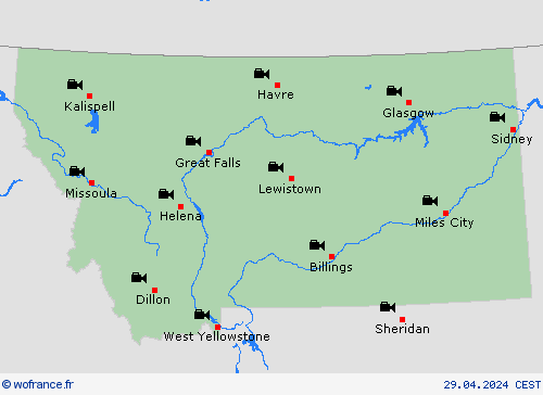 webcam Montana Amérique du Nord Cartes de prévision